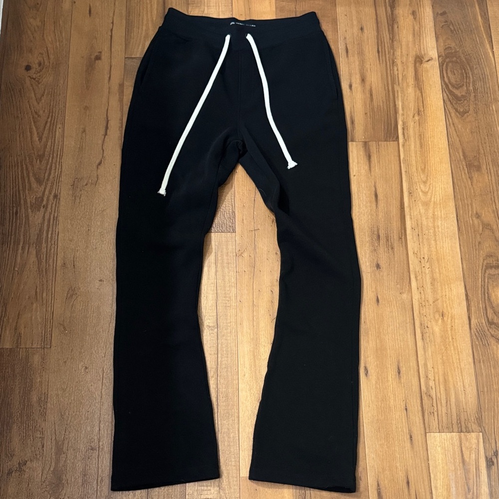 Black Sweatpants with White Drawstring